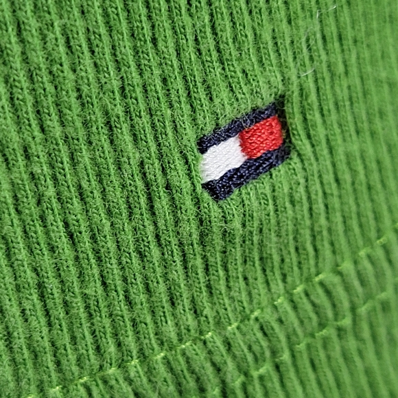 Vintage Tommy Hilfiger Green Ribbed Long Sleeve Collared Top Size Medium - Picture 3 of 7